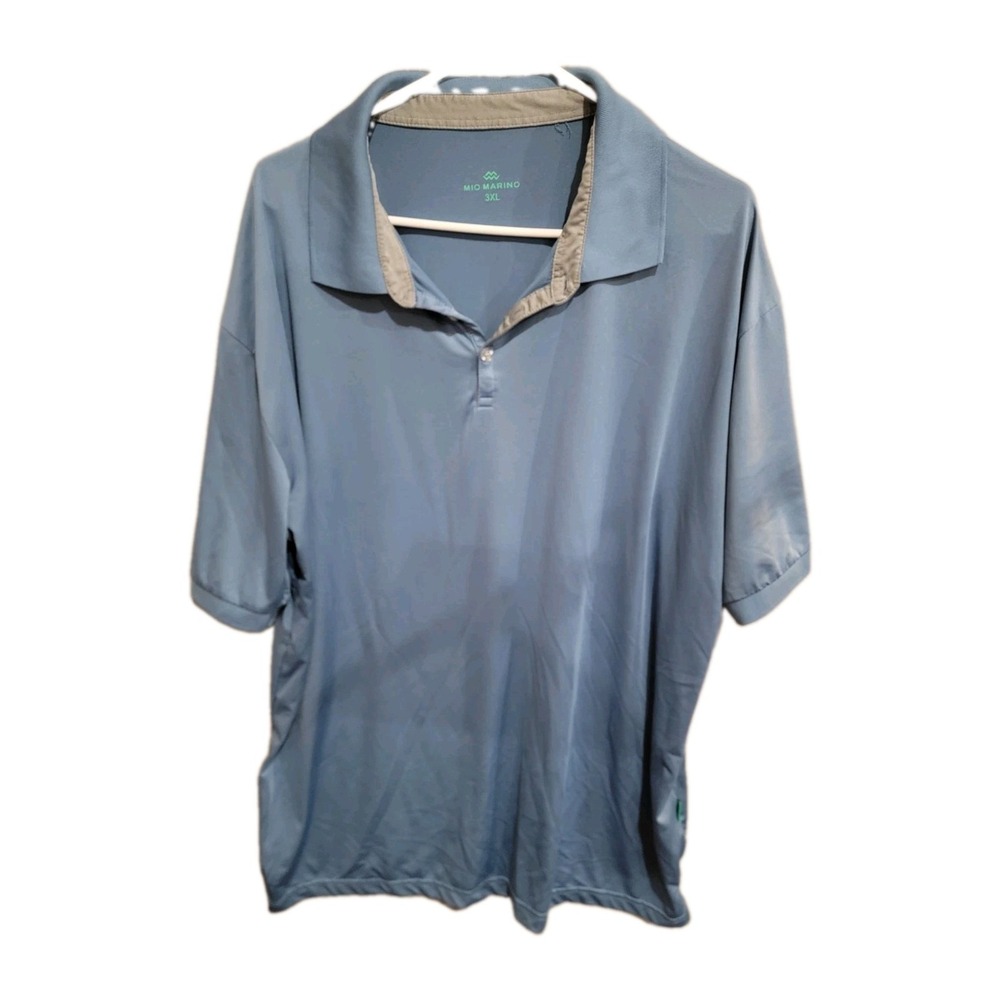 Mio Marino Mens 3XL Short Sleeve Polo Shirt Blue Stretch Performance Golf